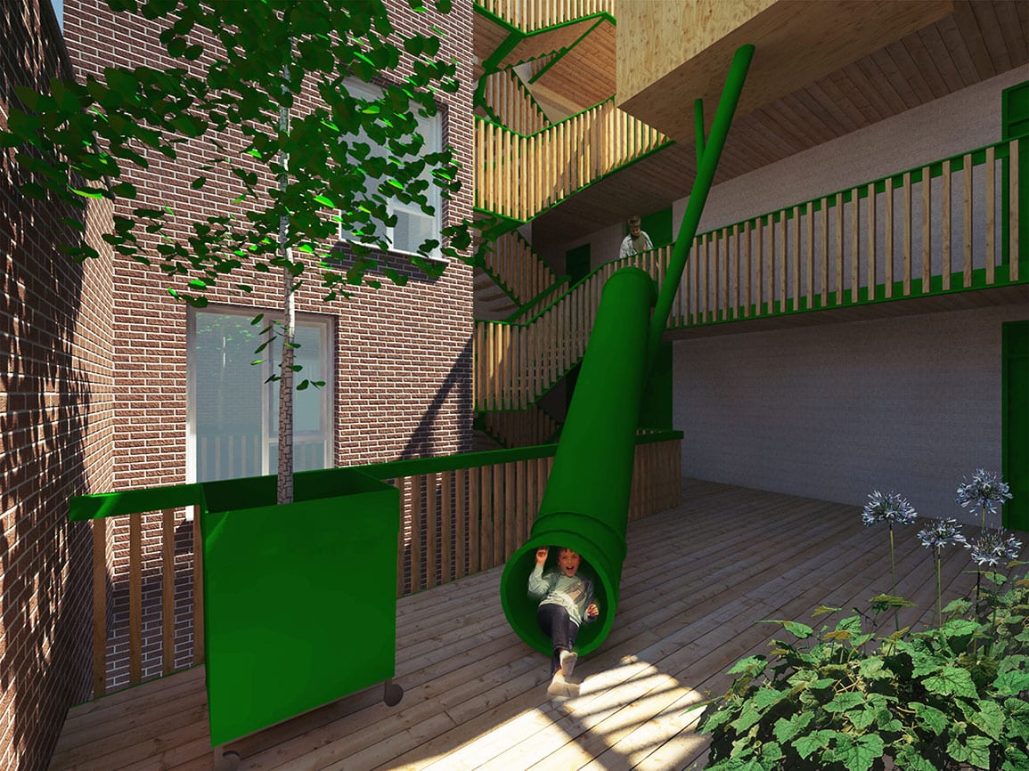 Homebaked slide courtyard Architectural Emporium